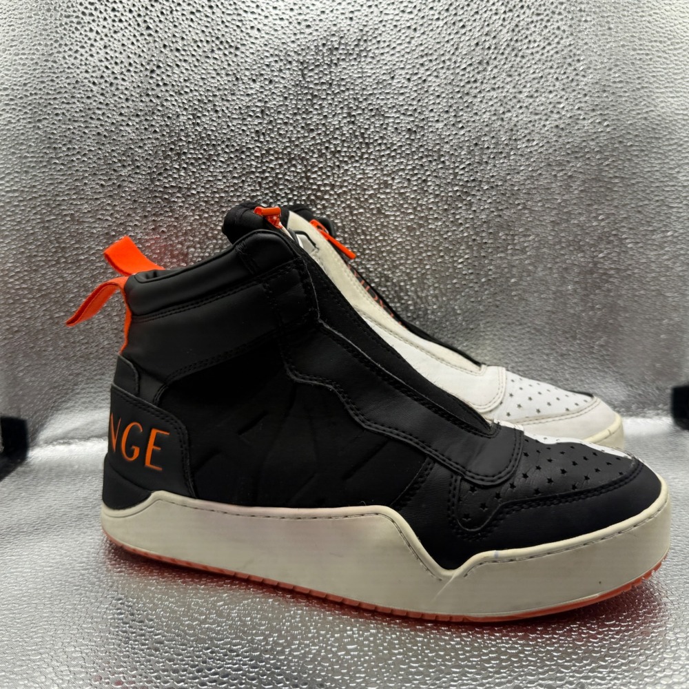 Size 7 Armani Exchange High Top Sneakers Mens Black White Good Zip XUZ022 XV066